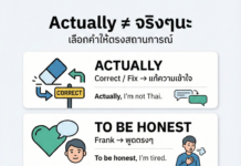 “Actually” ไม่ได้แปลว่า “จริงๆนะ” เสมอไป (actually / in fact / to be honest)