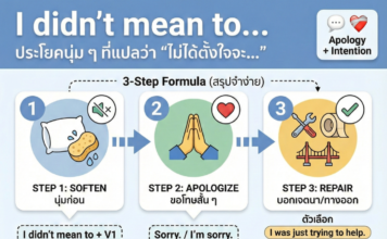 “I didn’t mean to…” ใช้ยังไงให้สุภาพแบบเจ้าของภาษา? (apology / intention)